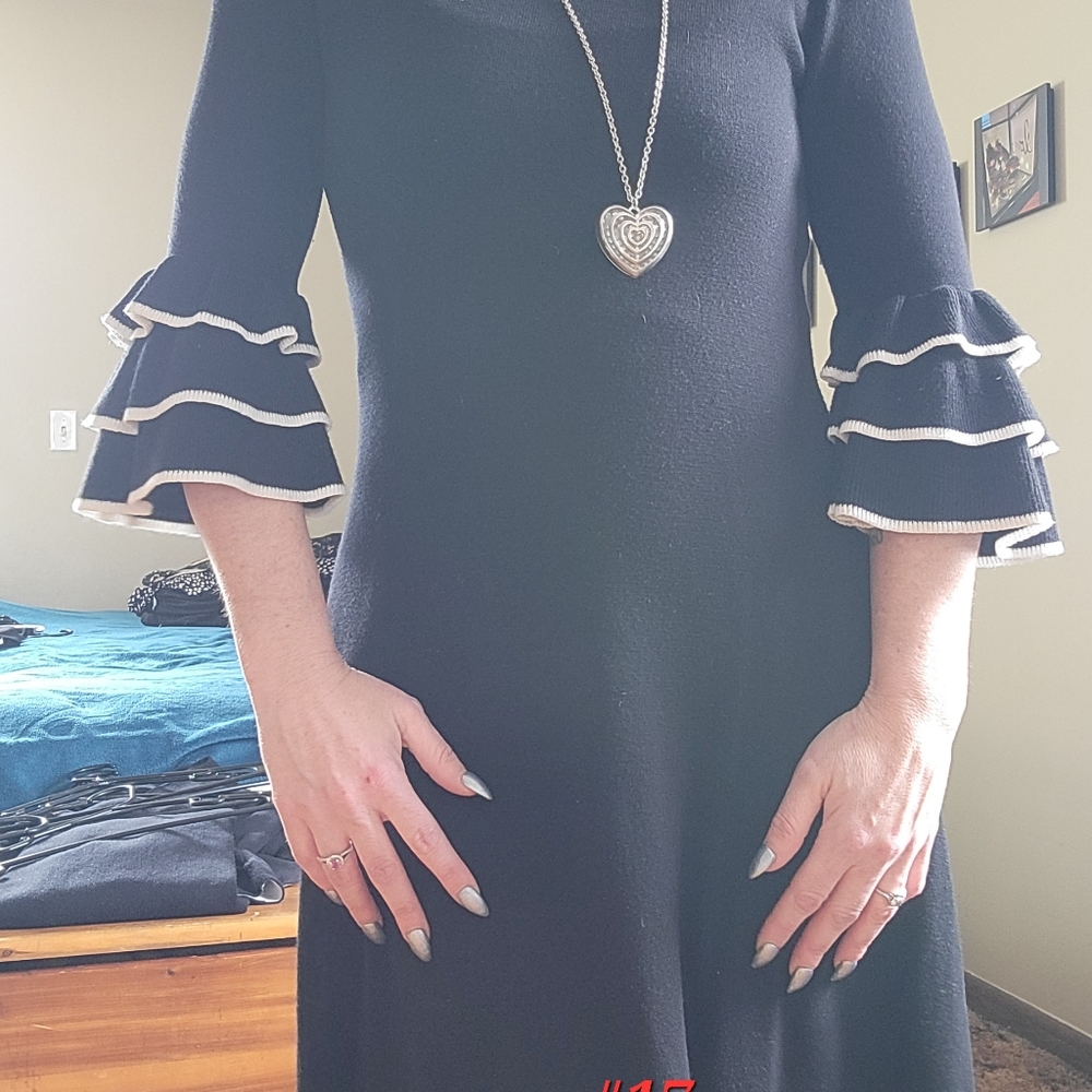Black/White Georgette Business Dress